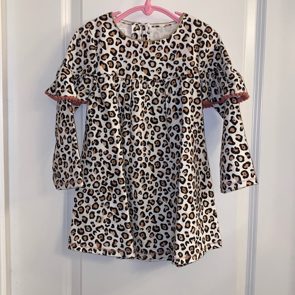 MudPie Leopard Print Corduroy Dress NWT 3T